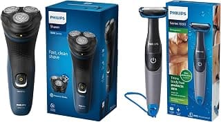 PHILIPS Electric Shaver for Men- S1151/03 & Bg1025/15 Showerproof Battery Powered Body Groomer, Blue