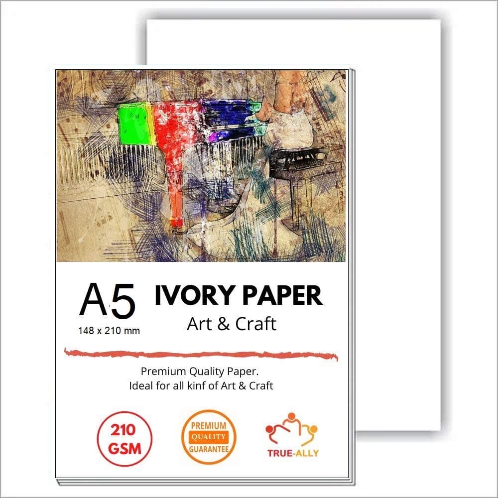 True-Ally 25 sheets A5 Ivory Sheets - 210 GSM, | Sketching and Drawing Paper | Size - 8.5 inches x 5.8inches x 0.1 inch (A5-50 Sheets)