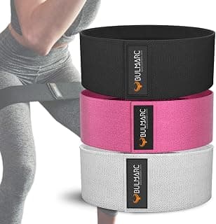 BULMARC Fabric Resistance Band Hip Band Anti Slip Hip Exercise Workout Band for Men Women with Fitness Guide Toning Booty HIPS Glutes Thighs Legs Abs at Home Outdoors (Set of Grey, Pink, Black)