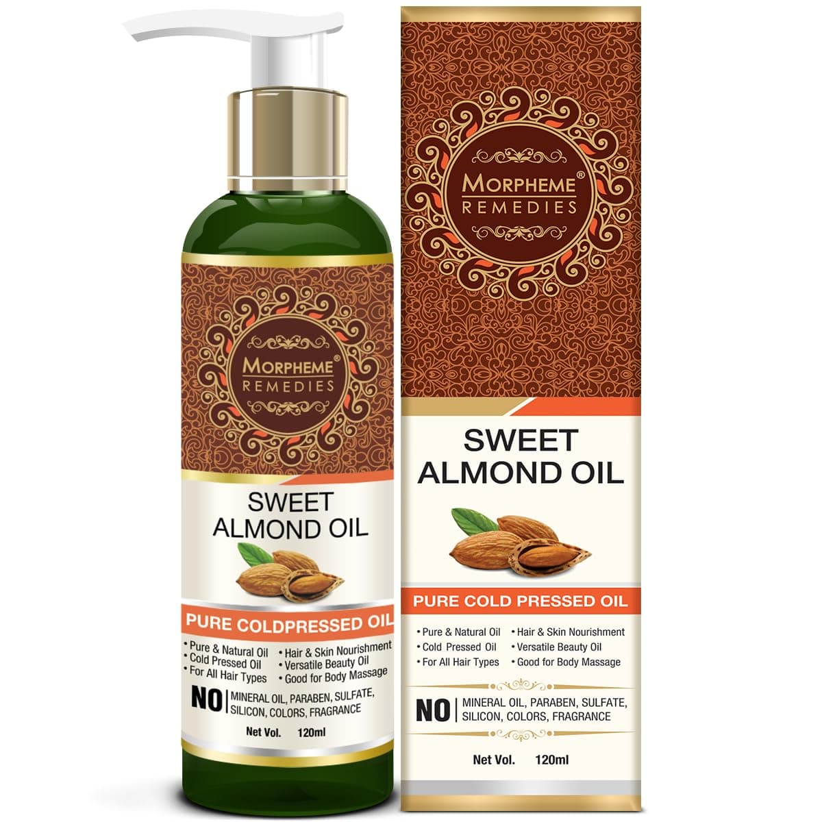 Morpheme Remedies Pure Sweet Almond Coldpressed Oil For Hair And Skin 120Ml