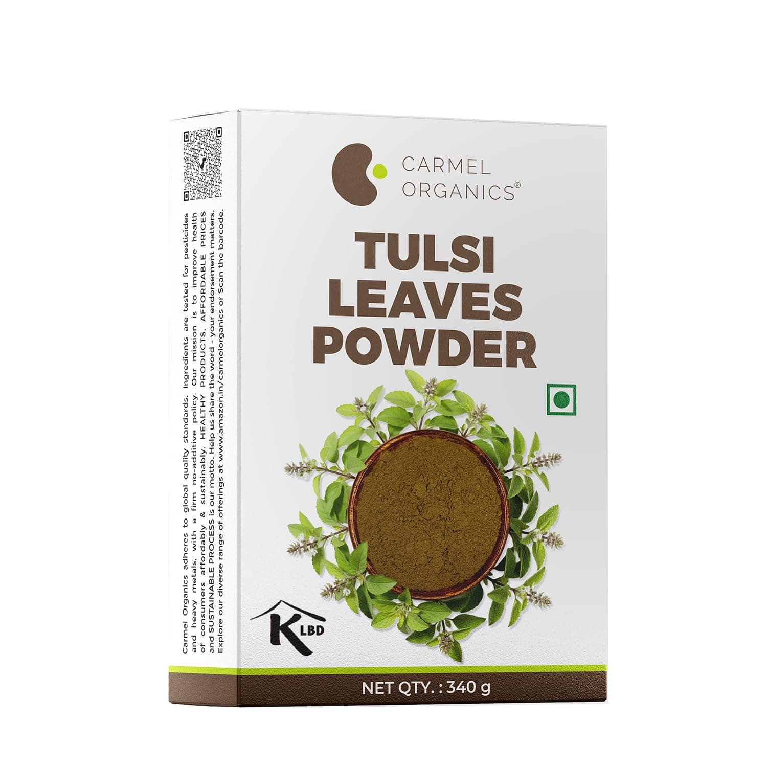 CARMEL ORGANICS Tulsi Leaves Powder 340 Grams | , Holy Basil Powder, Non GMO, No Added Preservative, For Health, Skin & Hair
