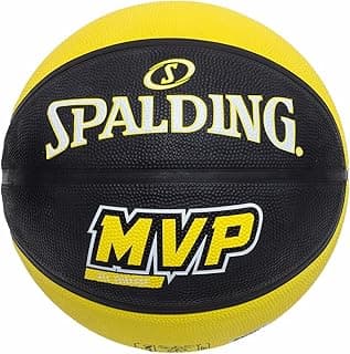 Spalding MVP 29.5" Rubber Moulded Indoor/Outdoor Basketball with Butyl Bladder + Free Air Pin (Yellow-Black) Size 7