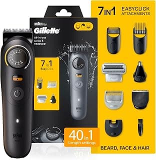 Gillette Series 5 All-in-One Beard & Body Trimmer for Man (by Braun) | 40 length settings for Face, Body, Head & Private Parts | Sensitive Body Comb for body grooming | 7-In-1 on top Attachments | 120 Min Runtime | 5 Min Quick Charge | 100% Waterproof