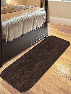 SKIVE India Stylish Anti Skid Backing Super Soft Velvet Feel Fur Bedside-skive2 Runner for Bedroom Living Room Floor Home Decoration (Coffee, 40 x 120 CM) 1Pcs