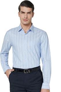 Arrow Men Slim fit Cotton Striped Long Sleeves Semi-Cutaway Collar Shirt