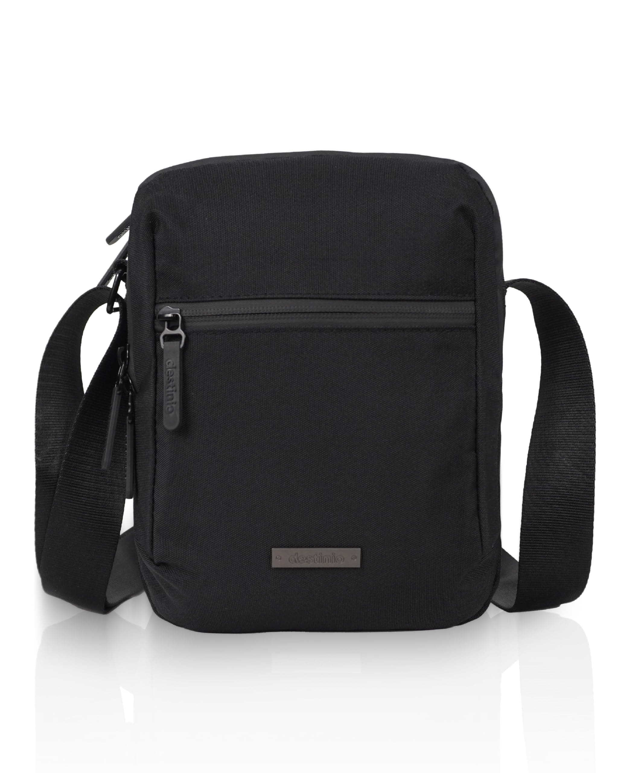 Destinio Padded Sling Bag for Men & Women | Side Shoulder Pouch | Crossbody Bag for Travel Use | Organizer for Mobile, Passport & Cash | Water Resistant Zipper, Internal Key Holder, Anti-Theft