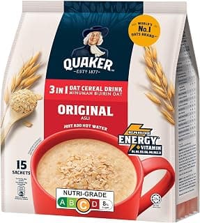 Quaker 3-in-1 Oat Cereal Drink Original, 15 Sachets x 30g