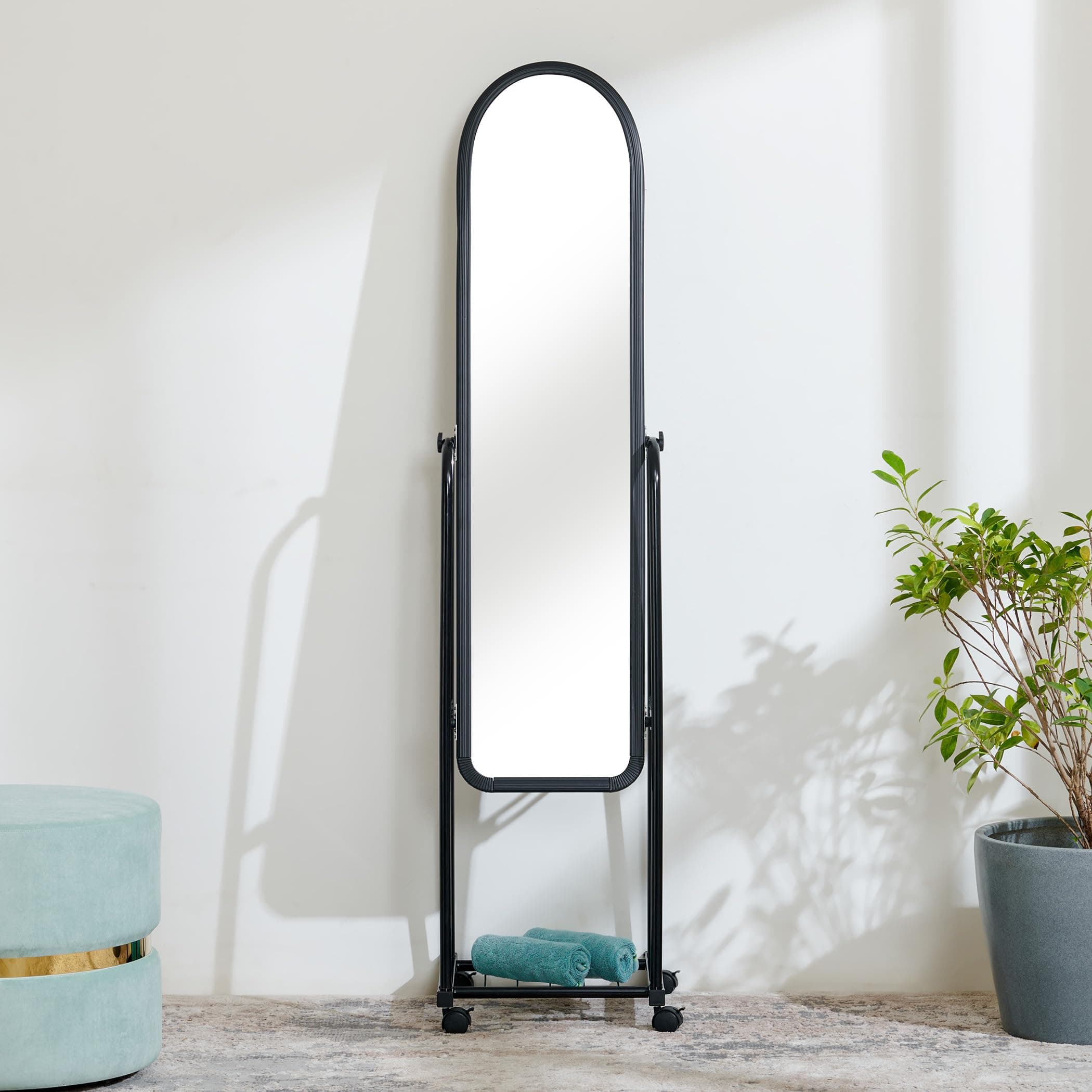 Home Centre | Helios Polaris Metal Standing Mirror | Full Length Mirror | Black | 1 Year Warranty