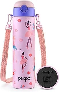 Go24 pexpo Sporty ISI Certified Stainless Steel Water Bottle For School Kids - 700ml | 6+ Years | Sipper Cap | Leakproof & BPA Free | Picnic, Travel, Sport - Pink Dancing Girl UV Print