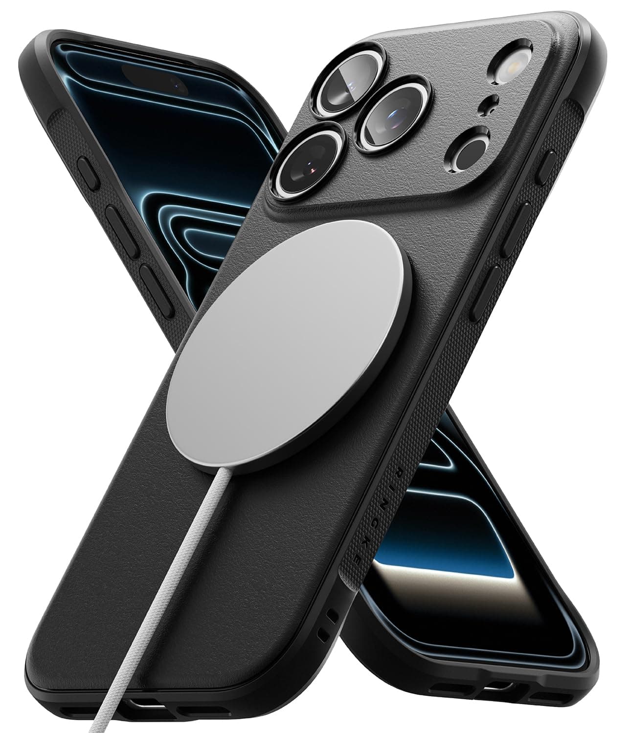 Ringke Onyx Magnetic Compatible with iPhone 17 Pro Case Back Cover [Strong Magnet] Military-Grade Protection TPU Shockproof Rugged Bumper Full Protection - Magnetic Black