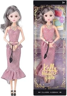 SHAKTISM Miss Kelly Beauty Queen Fashion Doll for Girls – Elegant Long Evening Gown Doll with Handbag & Necklace | Classic Styling Doll | 32.5 cm Height | Birthday Gift for Kids (Beauty Queen)