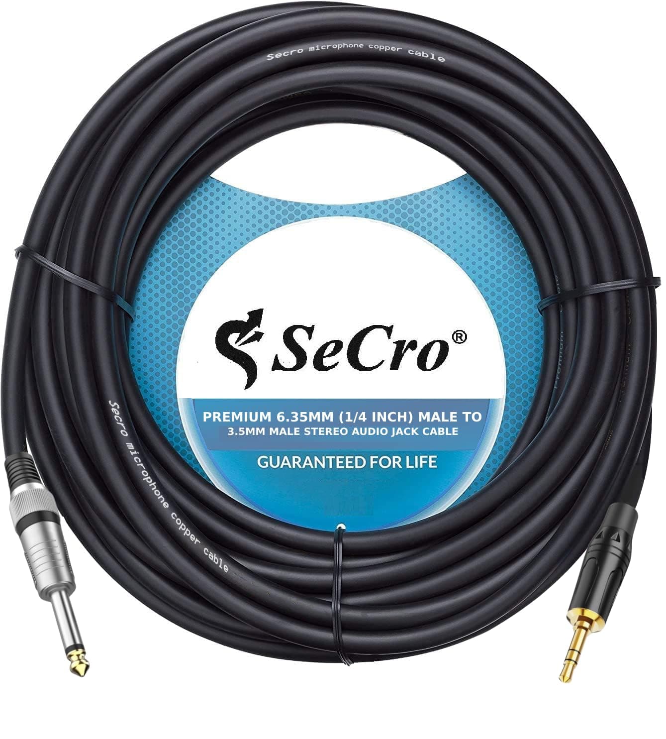 SeCro 6.35mm (1/4 inch) Male Mono Plug to 3.5mm Male Audio Jack Cable (49.2FT [15 Meters])