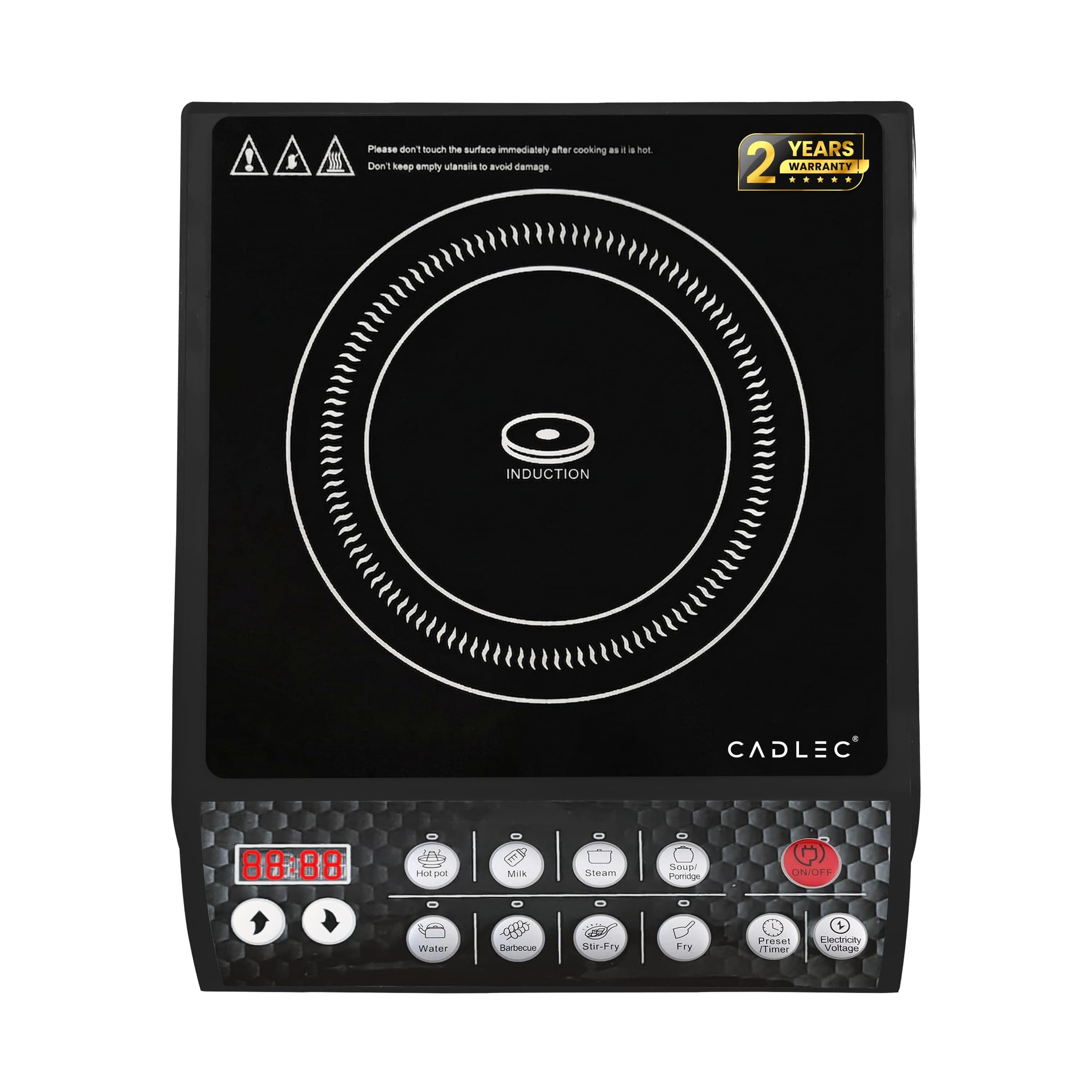 Cadlec CookFusion_5 2000W Induction Cooktop | 8 Cooking Modes, Auto Shut-Off, Over-Heat Protection, LED Display, BIS Approved, 2-Year Warranty | Black