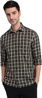 Colorplus Men Reguler Fit Checks Pattern Pure Cotton Plain Collar Full Sleeve Casual Shirt