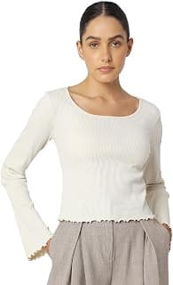 VERO MODA Women Cotton Solid Slim Fit Full Sleeves Top | Lettuce Hemline