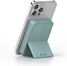 URBN 10000 Mah Stand Magsafe Power Bank with Foldable Stand | 15W Fast Wireless Charging | Strong Magnetic Hold | USB Type-C Input/Output | Pass Through Charging | Magtag Ring Included | (Teal)
