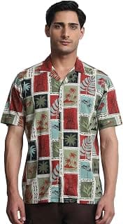 MUFTI Olive Hawaiian Camp Shirt