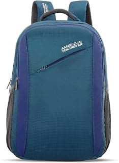 American Tourister Martt+ 02 | 30L Backpack | 17" Laptop Bag | 3.5 Compartments | Office & College Backpack for Men and Women | Rain Cover Included | Navy | 1 Year Global Warranty