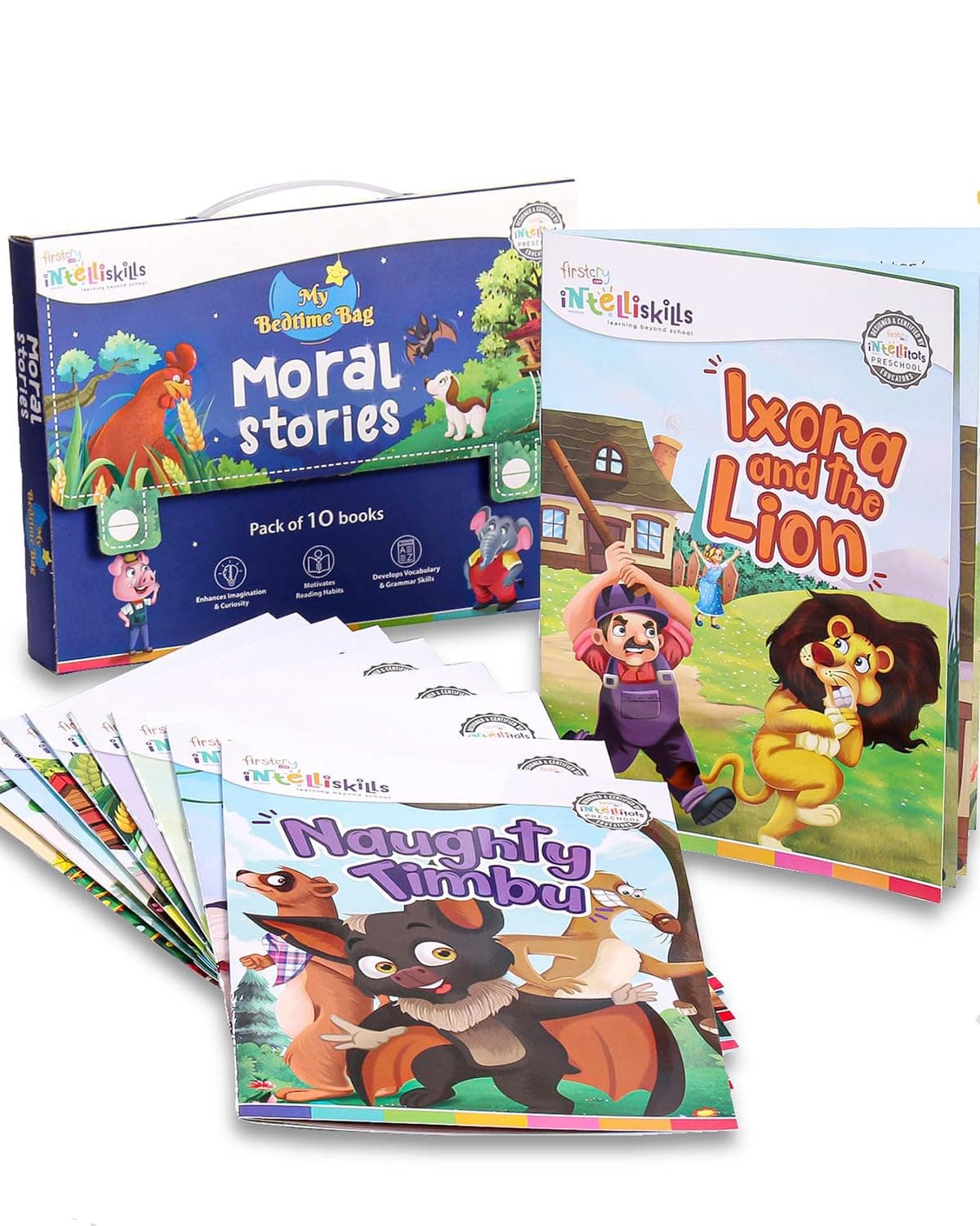 Intelliskills Premium Moral Story Books (illustrated) For Kids Set of 10| Bedtime Stories with Colorful Pictures for Children | Read Aloud to Infants ... 2+ Years [Perfect Paperback] Intelliskills