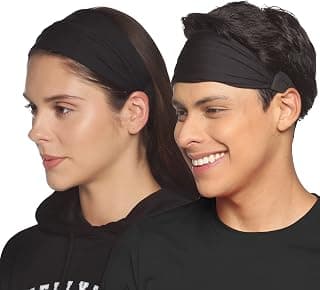 Boldfit Gym Headband for Men and Women - Sports Headband for Workout & Running, Breathable, Non-Slip & Quick Drying Head Bands for Long Hair (Black), One Size (HeadBandBlack)