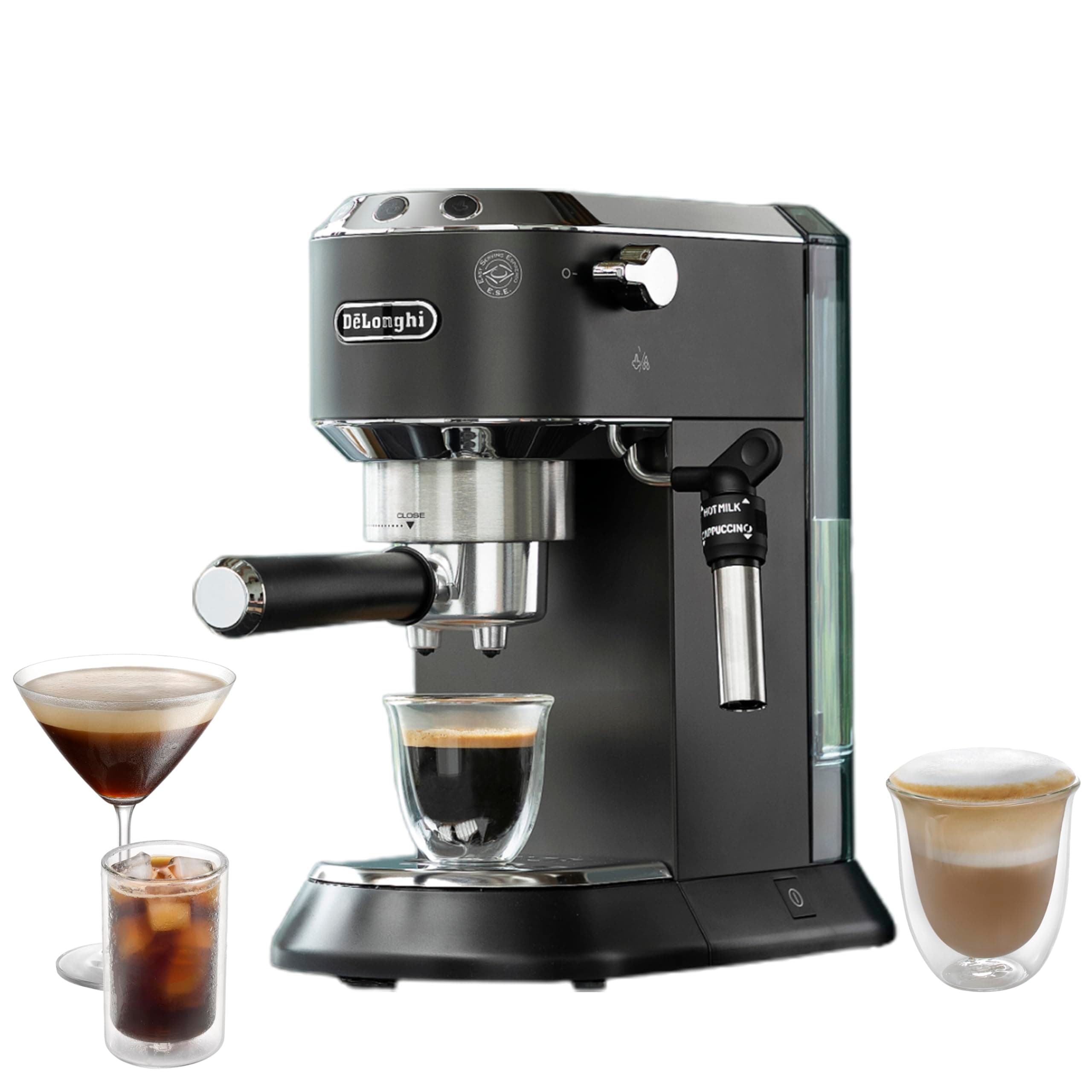 De’Longhi Dedica Style Espresso Machine with Milk Frother, 15-Bar Pressure, Original Italian Barista Style Coffee Maker for Home, Make Espresso, Latte, Cappuccino & Iced Coffee, Black, EC685.B