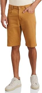 Amazon Brand - Symbol Men's Cotton Rich Stretchable Regular Fit Chino Shorts |Scoop Pockets
