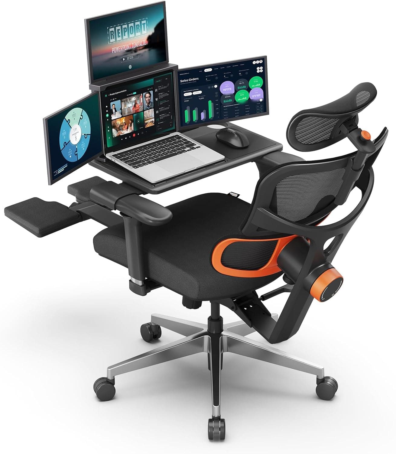 DROGO Sitsmart With Tray Ergonomic Office Chair for Work from Home with Adaptive Lumbar Support, 4D Armrest, Recline,Footrest, Adjustable Height & Headrest, High Back Computer Chair Office/Home(Black)