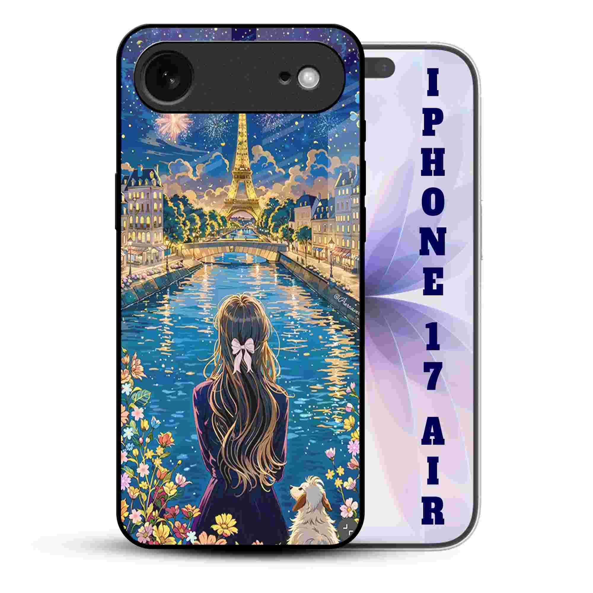 Abaci® Back Case Cover for iPhone 17 Air | Stylish Flower Girl | Printed Glass, Glossy Slim Lightweight, Wireless Charging, Drop Protection