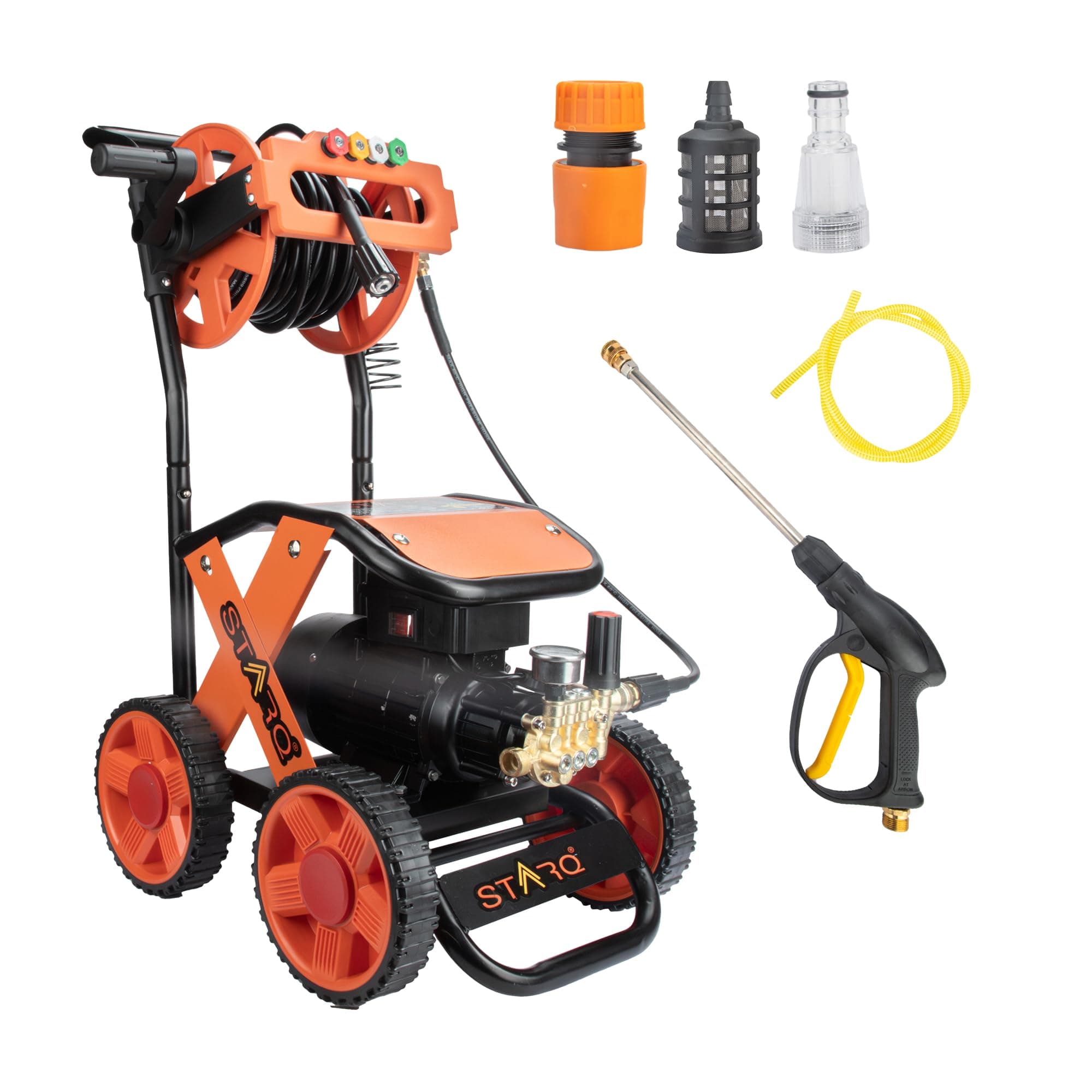 STARQ X Heavy-Duty High Pressure Washer, 3200W Induction Motor, 320 Bar, Brass-Coated Pump, 15M Hose Pipe, Multi-Nozzle Cleaning Machine for Home & Personal Use