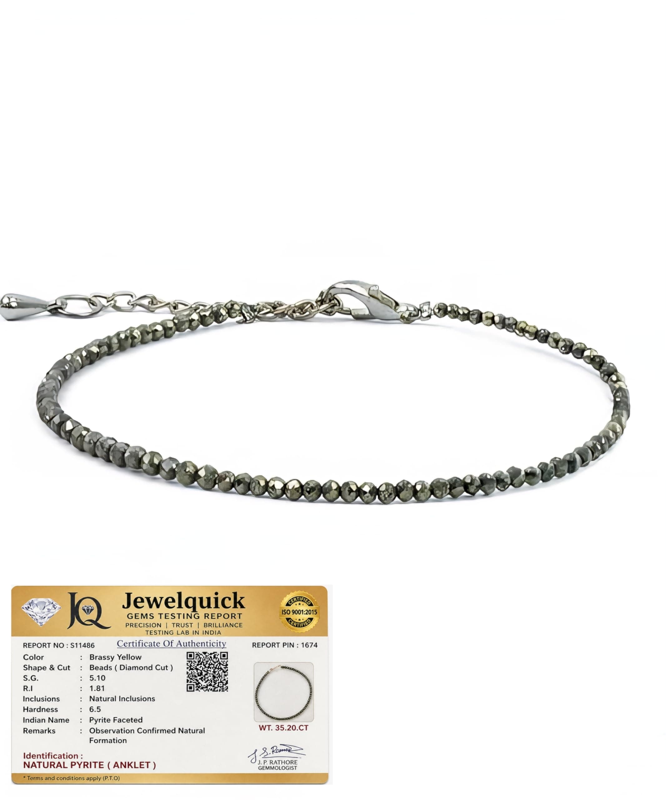 Jewelquick Raw Pyrite Anklet | Stone of Money, Protection & Power | Pyrite Anklet for Women | Best Gift Items | Spiritual Jewellery for Girl/Women