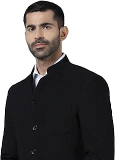 Blackberrys Men Poly-Blend Black Textured Slim Fit Formal Blazer