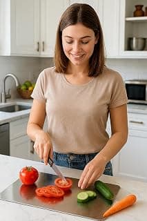 PUREAGLE Stainless Steel Chopping Board for Kitchen Hygienic & Rust Proof – Cutting Board for Vegetables, Fruits, Meat, Kneading Dough, Cake Prep | Unbreakable, Heavy Duty, Easy to Clean