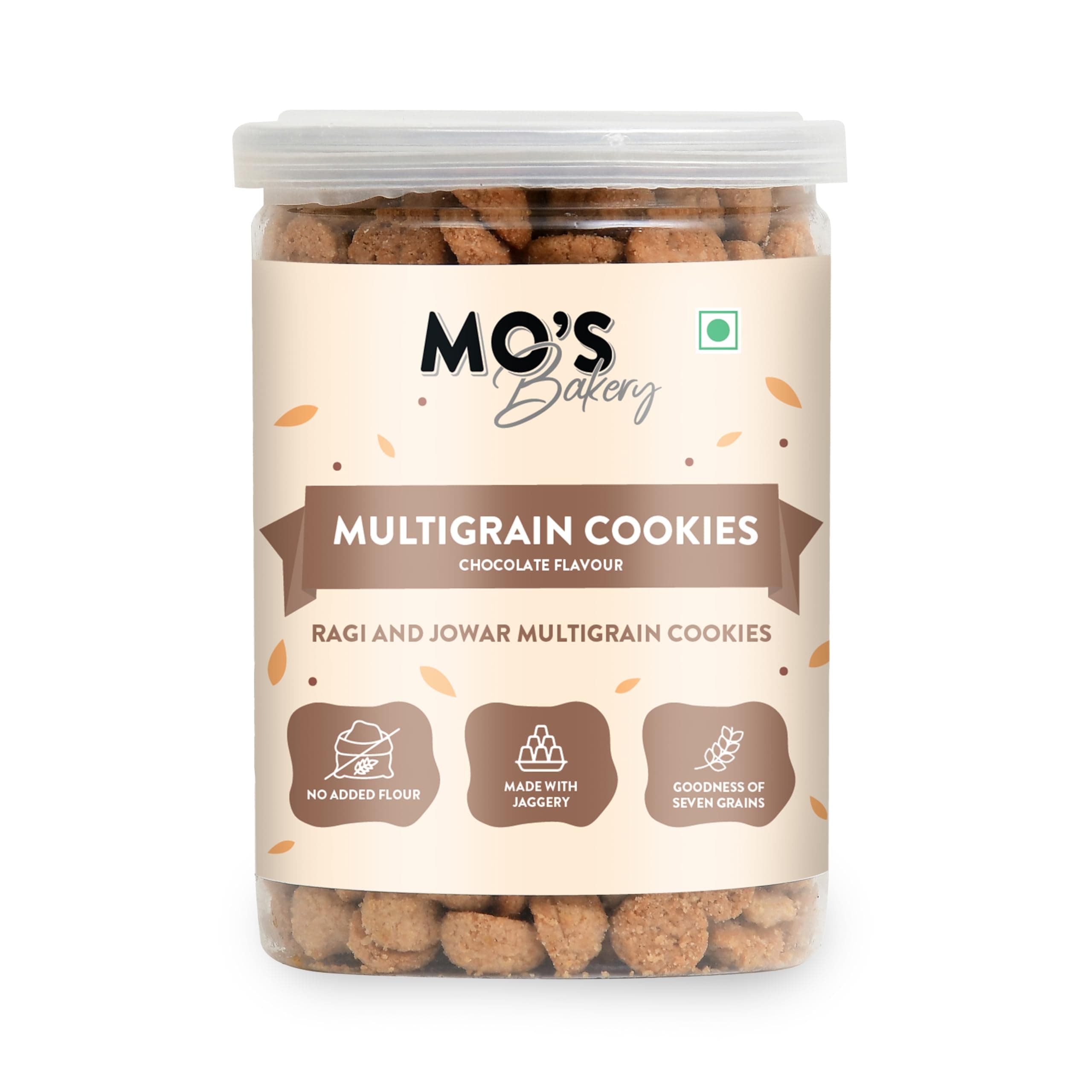 Mo’s Chocolate Multigrain Cookies – 300g | Mini Healthy Cookies for Kids & Adults | Tea Time Snack | Plant-Based Snack with Ragi, Oats, Barley, Jowar, Amaranth, Almond & Jaggery | 70% Dark Chocolate | No Refined Sugar