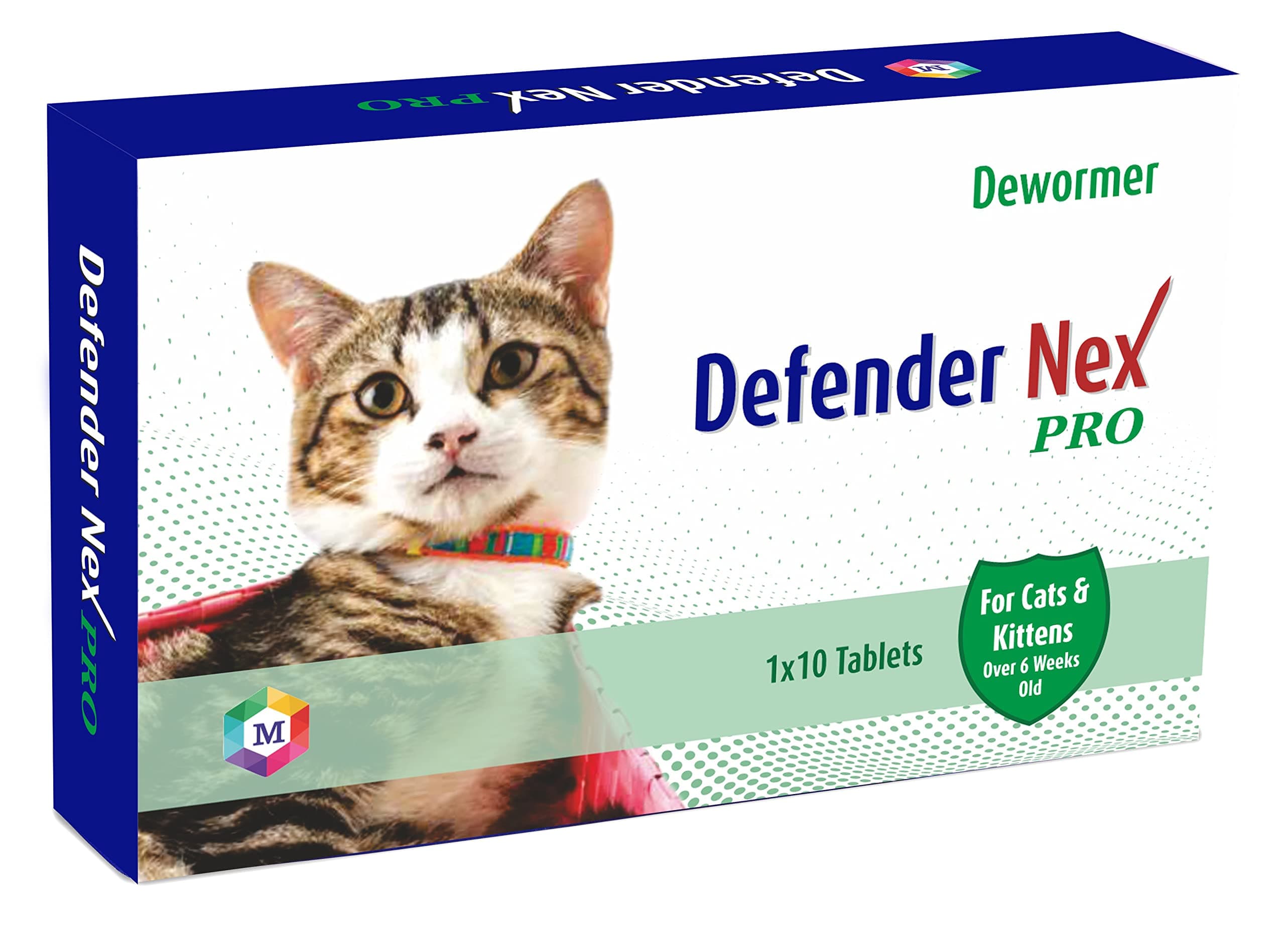 Defender Nex Pro Deworming Tablet for Cats & Kittens of Over 6 Weeks Old (Pack of 1) | Natural & Herbal Ingredients | Effective Formula to Kill & Expel Internal Parasites | 10 Tablets I Long Expiry