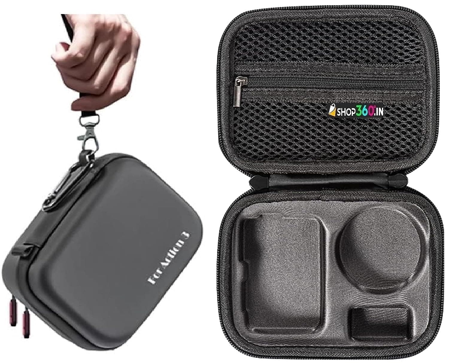 Waterproof Carry case for DJI OSMO Action 3 / DJI Action 4 Standard Combo Double Layer Easy Hand Storage Box and Hand Carrying Bag Portable Protective Travel - PU leather