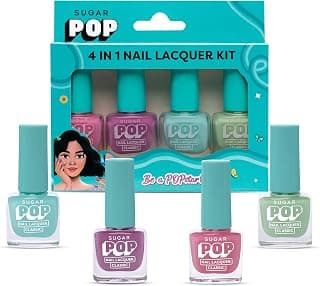 SUGAR POP 4 in 1 Nail Lacquer Kit | Chip-resistant formula & Glossy Flinsh | Nail Polish Set - 04 Pastel Paradise