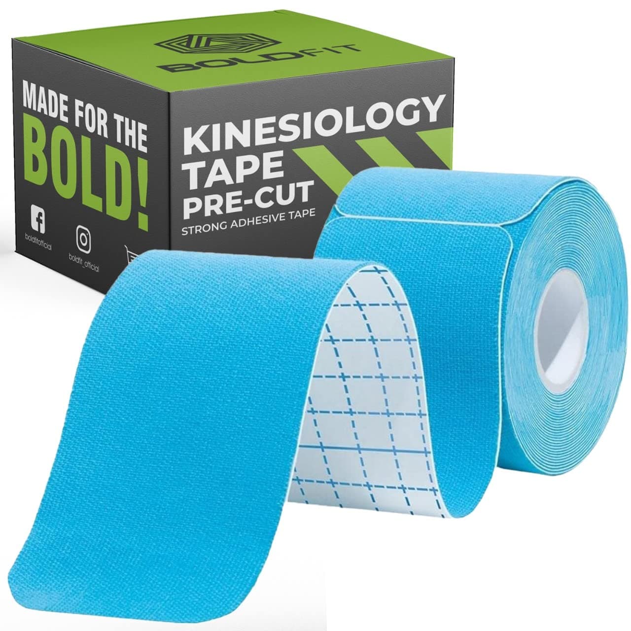 Boldfit Kinesiology Tape for Physiotherapy Precut Kinesio Tape for Sports Injury Pain Relief Muscle Tape for Shoulder, Wings, Arms, Ankle K Taping Waterproof Athletic Tape for Pain Support Precut-Blue