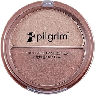 Pilgrim Highlighter Duo Lightweight 11G |Long Lasting Highly Pigmented Powder |With Easy To Blend Formula |Shade Champagne Gold & Rose Gold - 01,luminous finish,1 Count