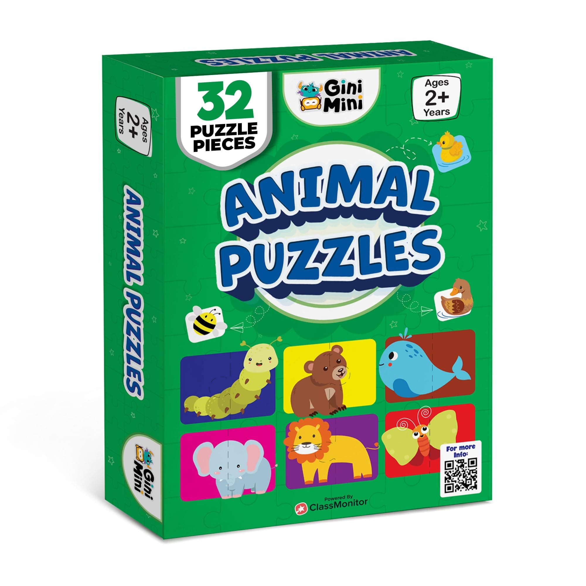 GiniMini Animals Jigsaw Puzzle for Kids 2 3 4 5 Years | Educational 2 Piece Puzzle for Memory & Motor Skills | Return & Birthday Gifts for Boys & Girls