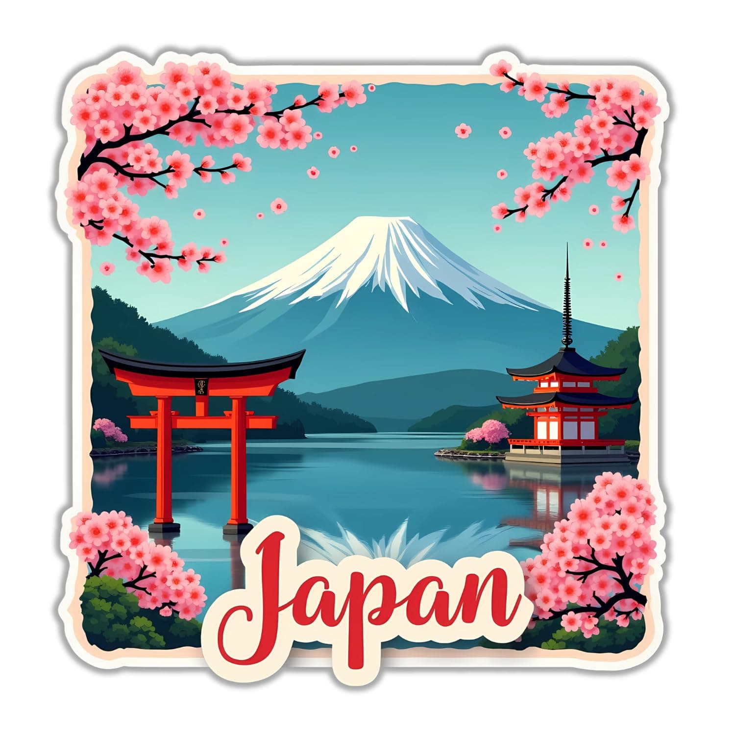 Naxon Japan Souvenir Wooden Fridge Magnet – 3x3 Inch Travel Collectible Refrigerator Magnet | Mount Fuji, Cherry Blossom, Tokyo Tower Design | Wooden Kitchen Décor & Gift | Pack of 1