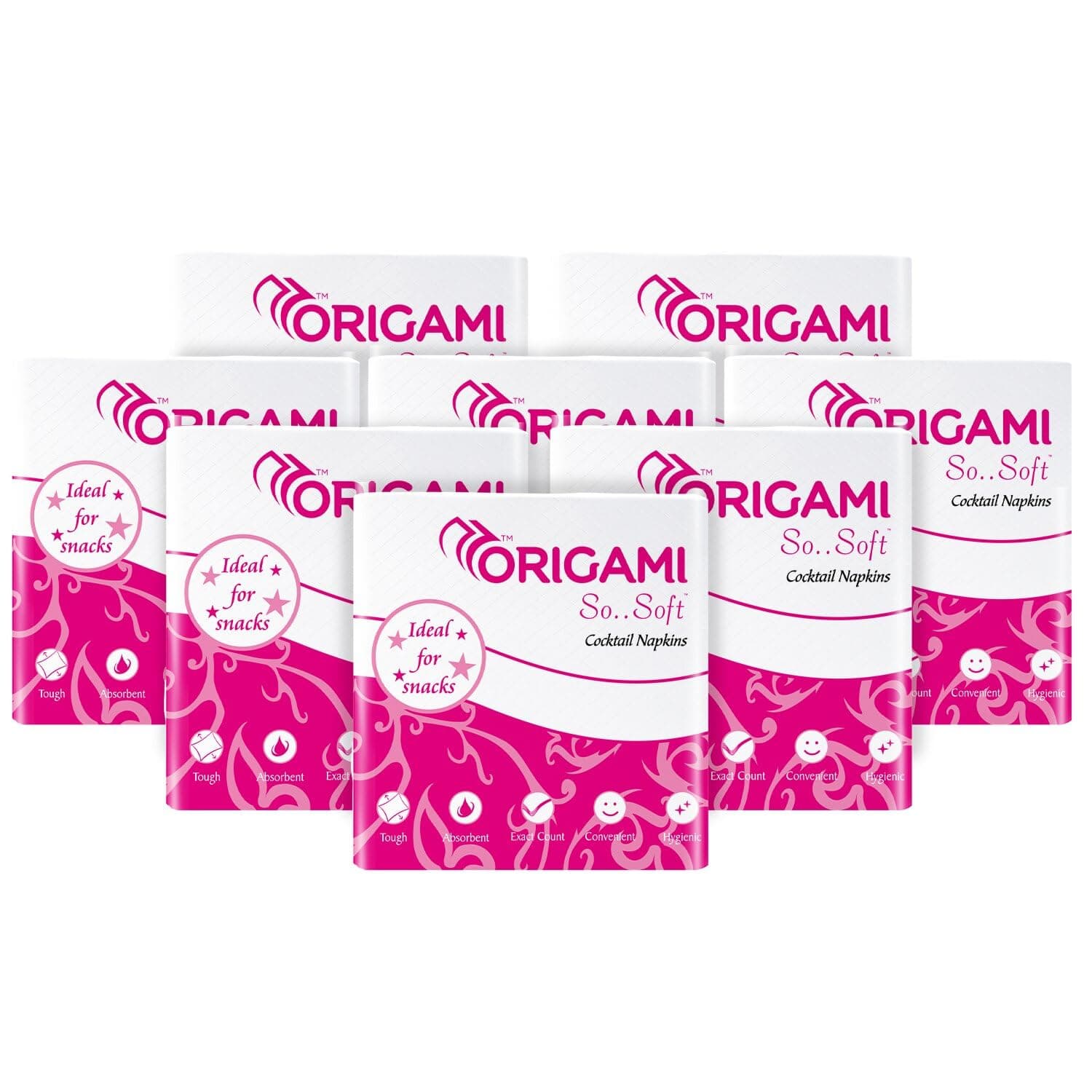 Origami So Soft Plain Napkins | 1 Ply | Pack of 8 | 100 Pulls Each