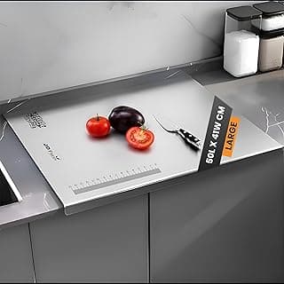 JD FRESH Extra Large 304 Stainless Steel Chopping Board/Cutting Board/Non Slip/Chopping Board for Kitchen/Vegetable Cutting Board/Kitchen Cutting Boards/Vegetable Cutter Steel (50 x 41 cm)