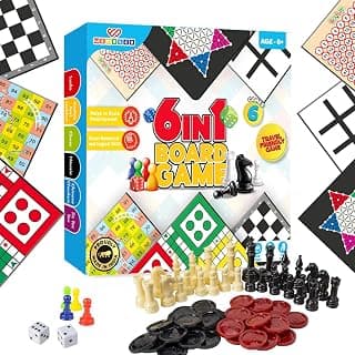 Wembley 6 in 1 Classic Board Game for Kids & Adults | Ludo, Snake & Ladder, Chess, Checkers, Housie, Tic Tac Toe | Family Fun Travel Indoor Board Games Boost Decision Making Strategic Thinking
