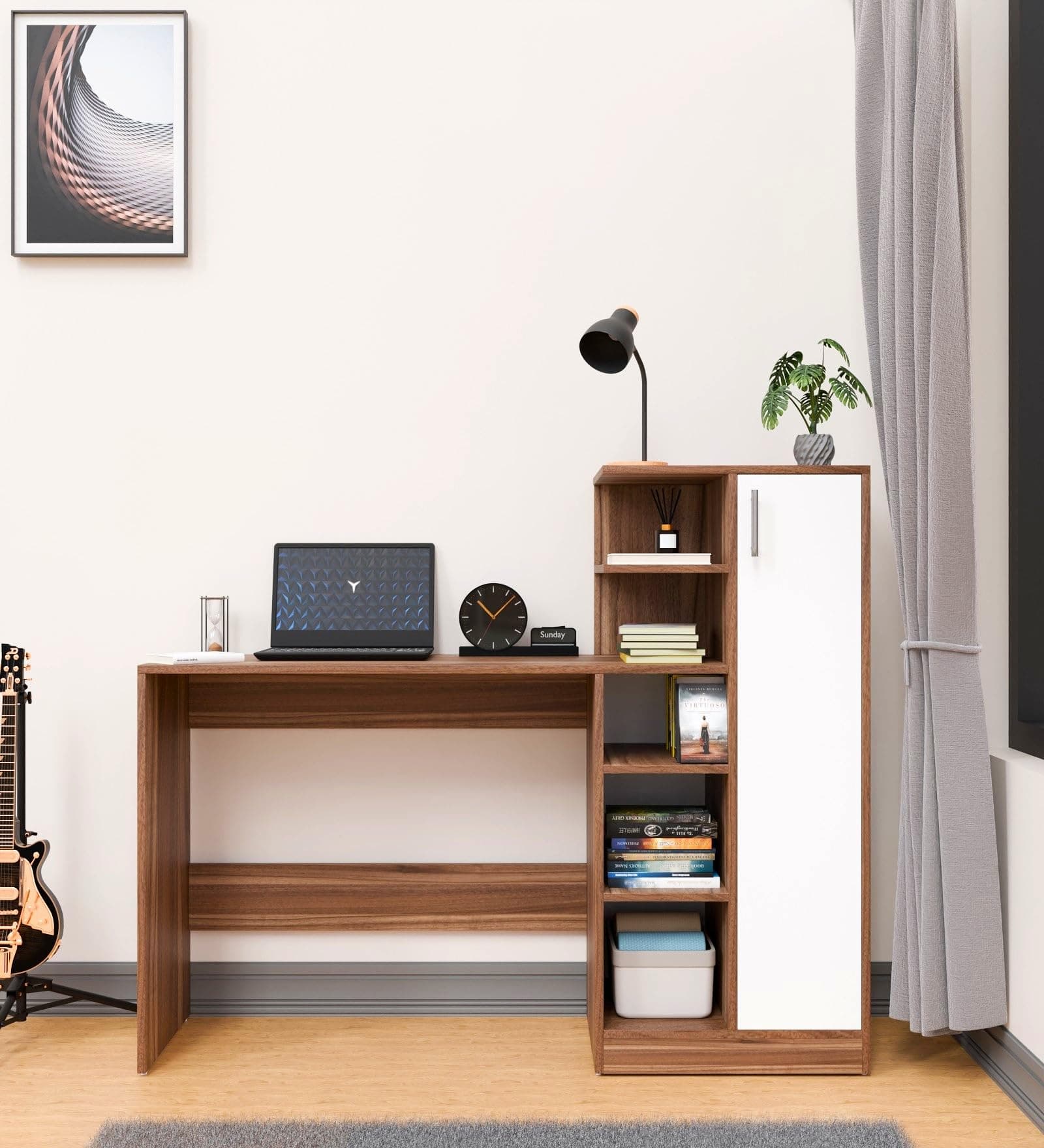 Spyder Craft Liard Engineering Wood Modern Office Desk Study Table Computer Table for Office Work from Home Kids Study Room Workstation with Storage - Color Noyce Lyon