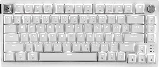 Corsair K65 Plus Wireless 75% RGB Hot-Swappable Mechanical Gaming Keyboard for Mac and iPad – Pre-Lubricated MLX Red v2 Linear Switches, Sound Dampening – QWERTY NA Layout – Frost White