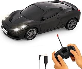 Gooyo GY-231CH Hi-Speed Rechargeable RC Car Toy with Glowing Headlights Feature | User-Friendly RC Car Toy for Kids | Black | in-Built Battery | Gift Box Packaging