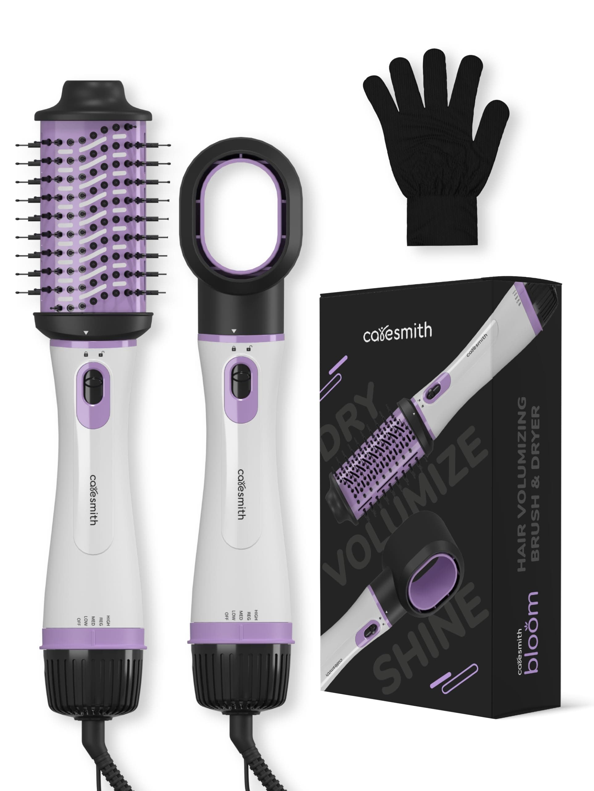 Caresmith Bloom 2 in 1 Hair Volumizer Brush + Hair Dryer | 1200 W Powerful Motor with Ceramic Coated Hair Dryer | All-in-one Hair Dryer and Straightener Combo to Straighten, Dry & Volumize your Hair | Hot Air Hair Dryer for Women