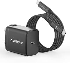 Ambrane Original 25W Charger Adapter with Type C to C Cable, Fast Charger Compatible with Iphone 17,16 Samsung Galaxy A15/M35/A35/A55/M05/M15/F15/M55/M34/M14/F34/F14/F54/A14/S23/S24/S25/ Fold/Flip/Tab