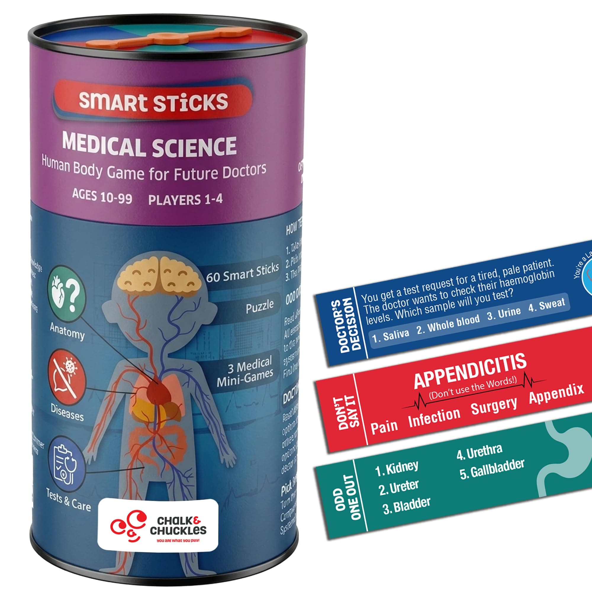 Chalk & Chuckles Smart Sticks Medical Science – Human Body Puzzle Game for Future Doctors, STEM Biology Learning Toy for Kids 10+, Educational Gift for Teens-Boys, Girls 7-14 Years