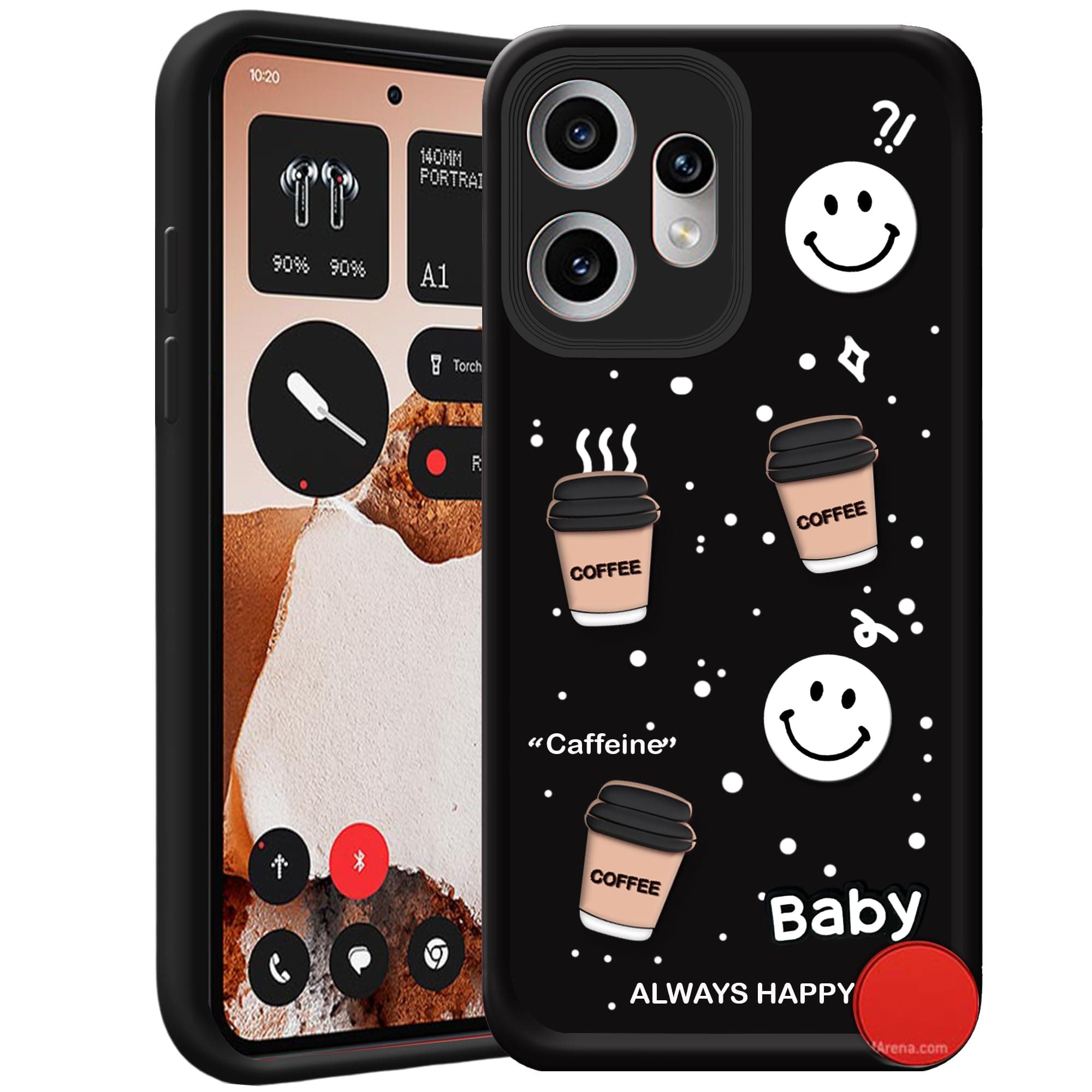 amazon basics Back Case Cover Compatible for CMF Phone 2 Pro | Cute Fun Cartoon 3D Ball | Coffee Silicone Case | Camera Protection | Body Protection | Shock Proof | Color Black
